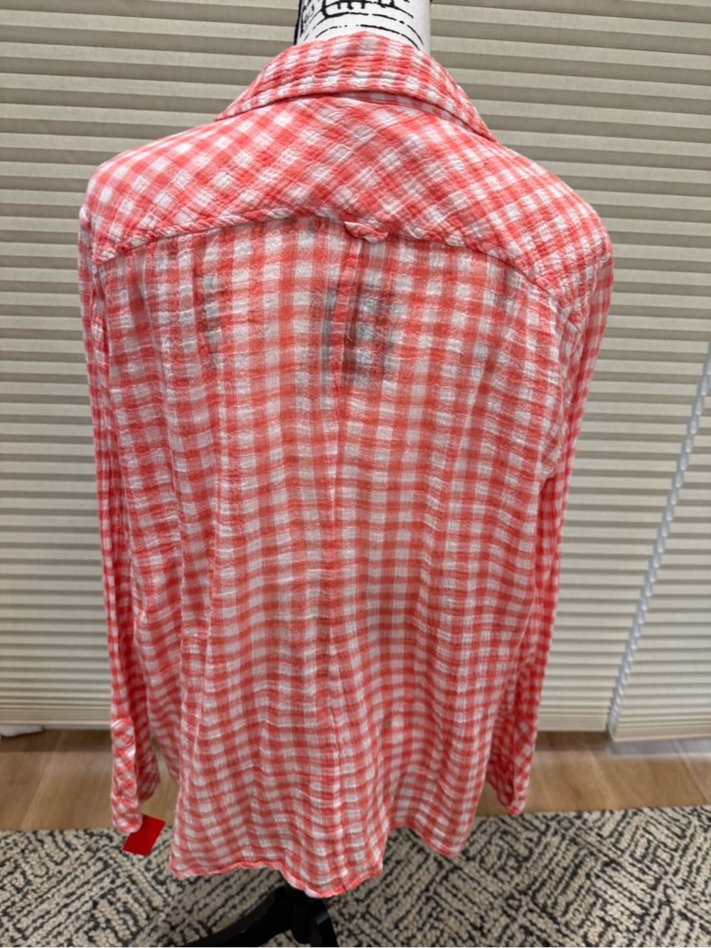 C&C California Coral and White Gingham Button-Up Shirt - Picture 2 of 6